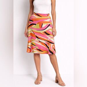 Talbots Silk Midi Skirt Women’s 10 Abstract Print Lined